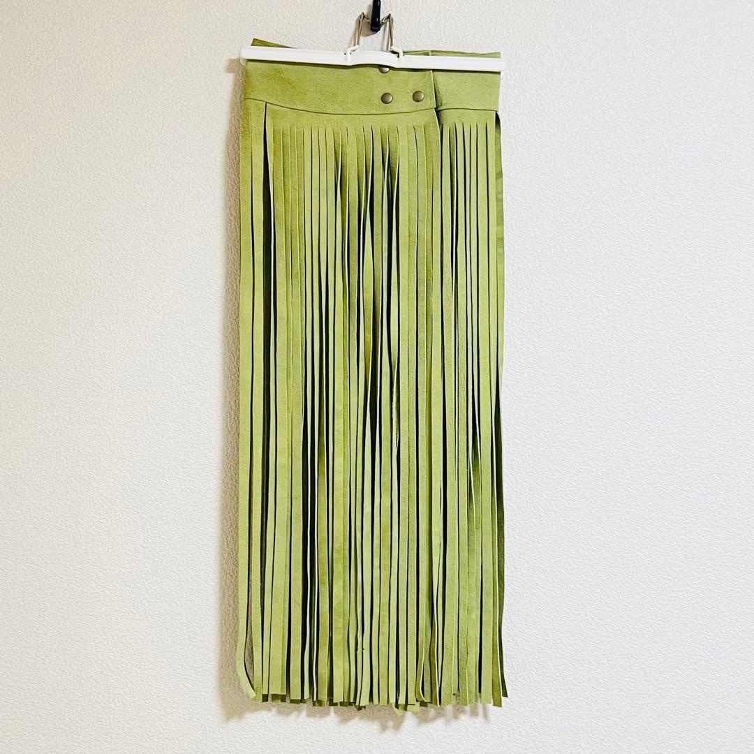 【vintage】スウェードフリンジスカート【Jantique】