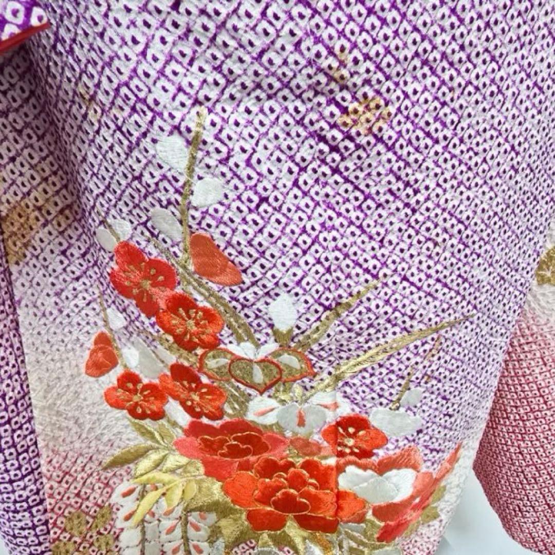 七五三　7歳　正絹　総絞り　着物　フルセット12点　女の子