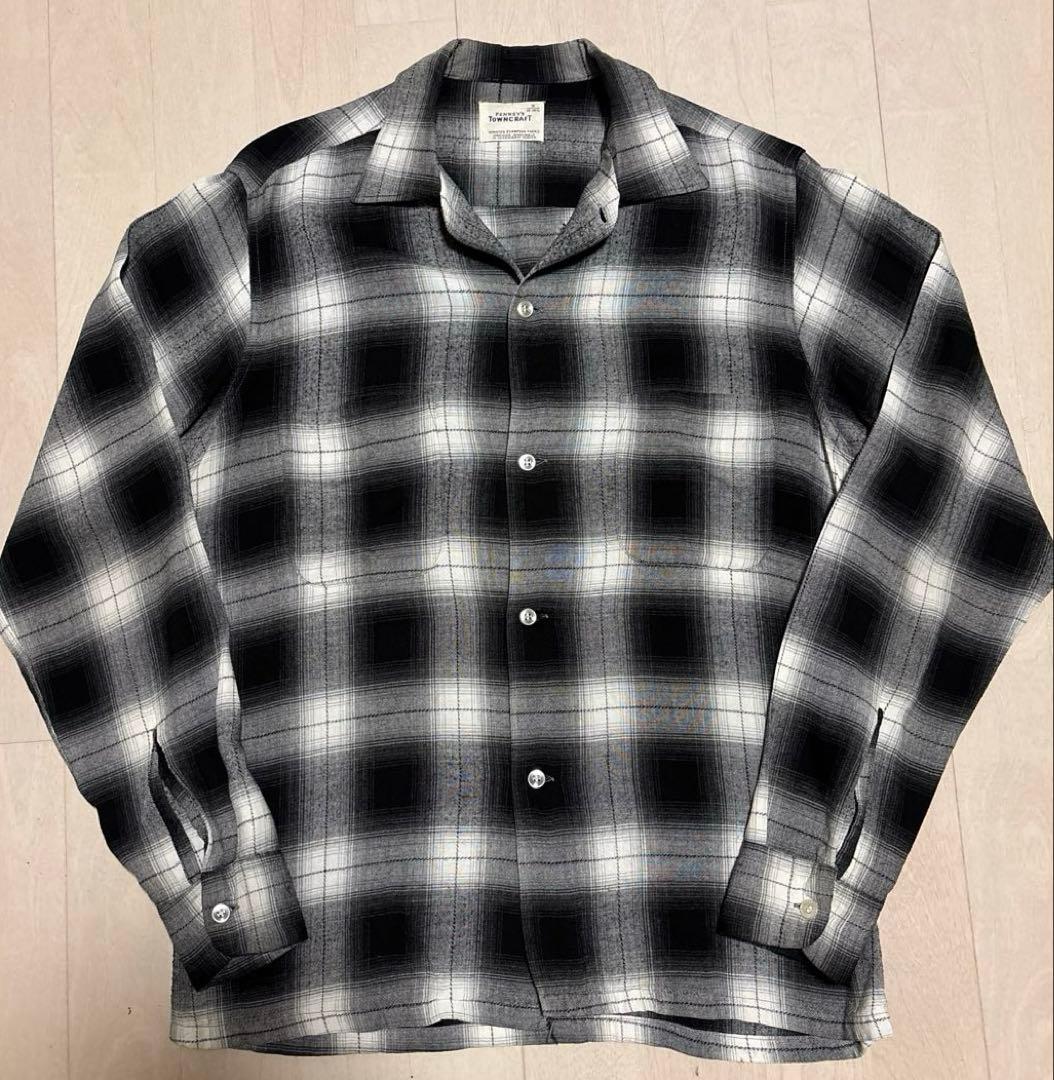 60s TOWNCRAFT オンブレチェック　白黒　レーヨン　タウンクラフト