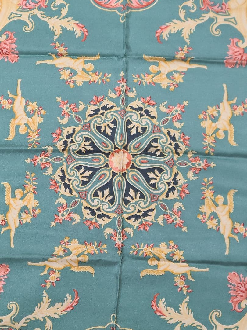 値下げ♪ETRO シルク スカーフ アラベスク柄 天使柄 イタリア製