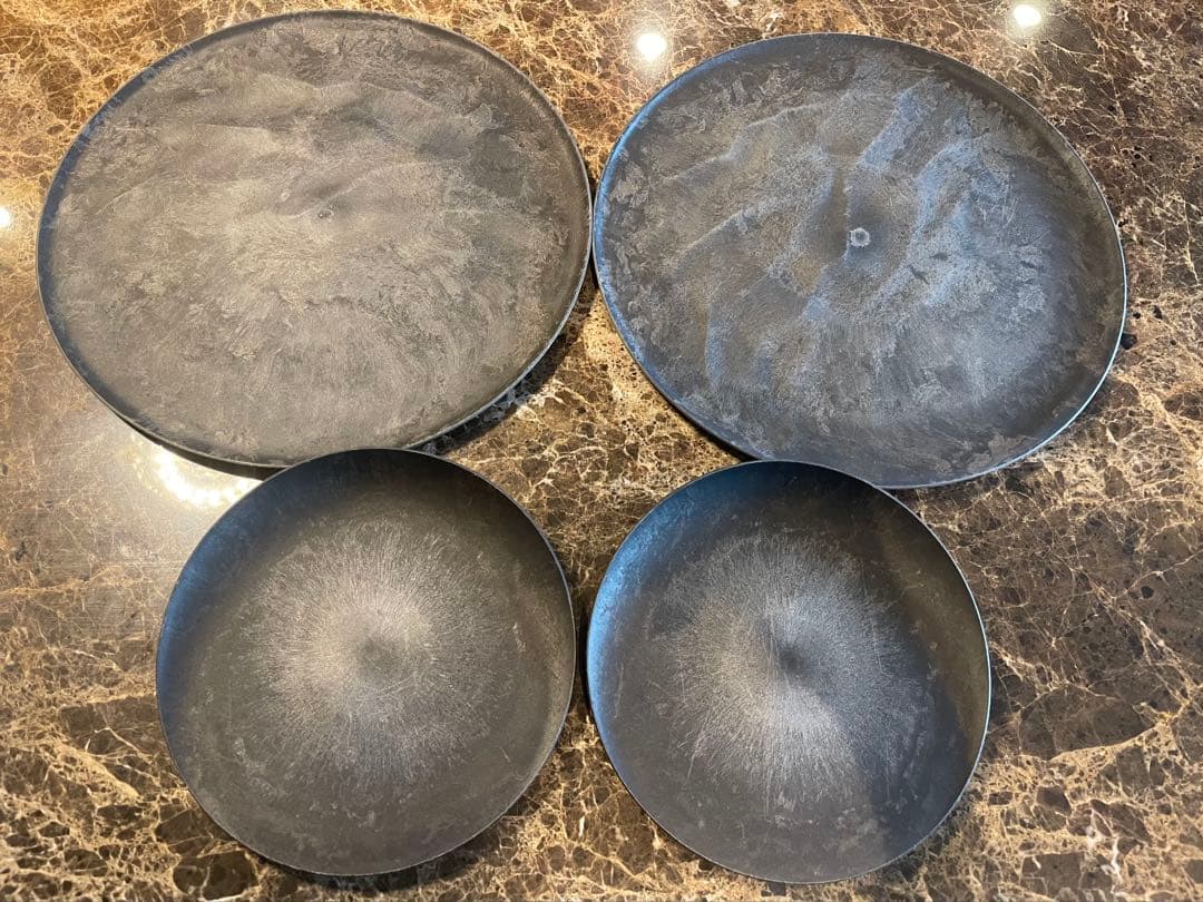 ARAS エイラス大皿ウェーブ 杉皮 27cm2枚と杉皮小皿17cm２枚合計４枚