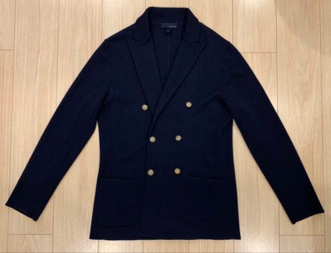 LARDINI ミラノリブダブルニットジャケット　ネイビーM