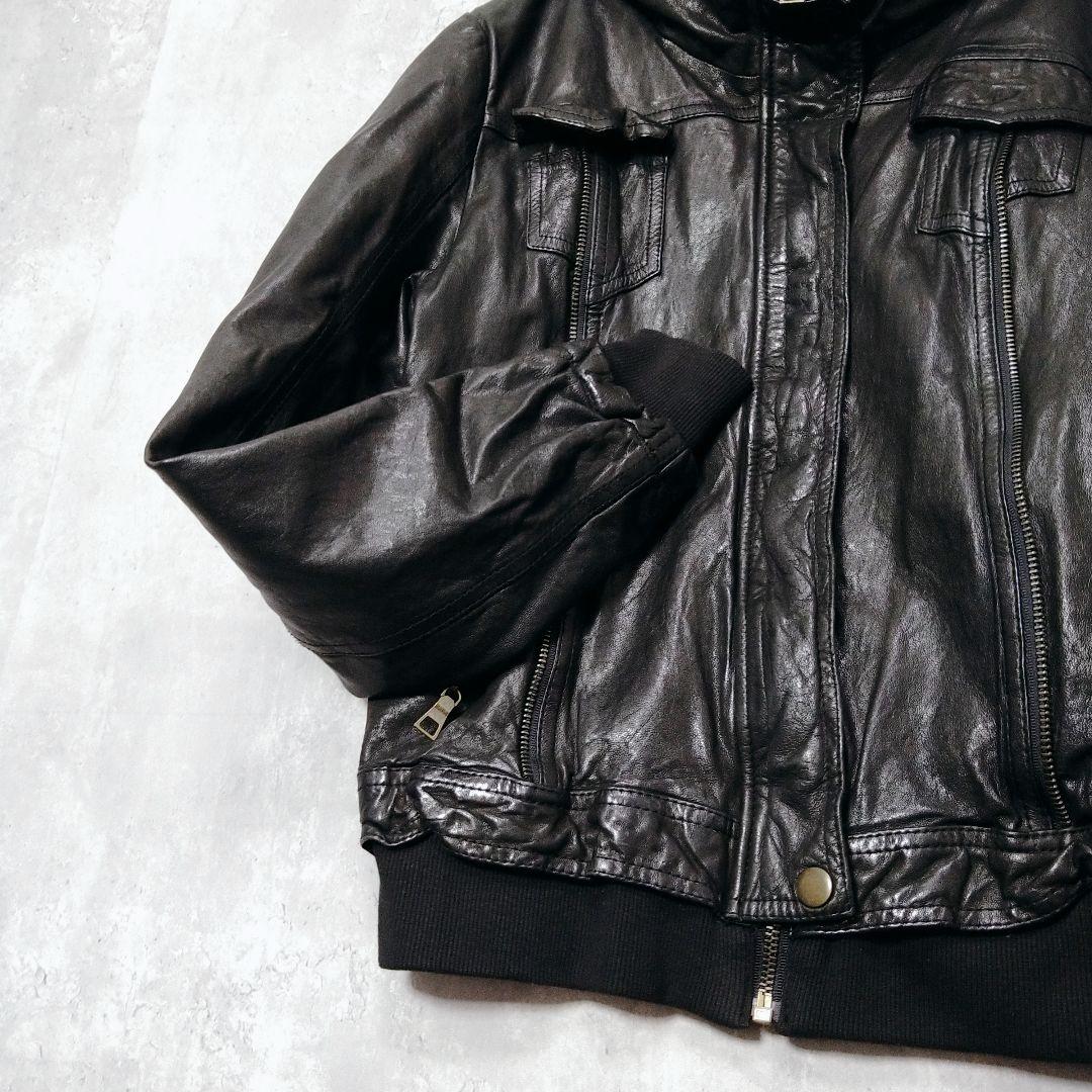 y2k 00s archive フード付き リアルレザー ジャケット 平成ギャル