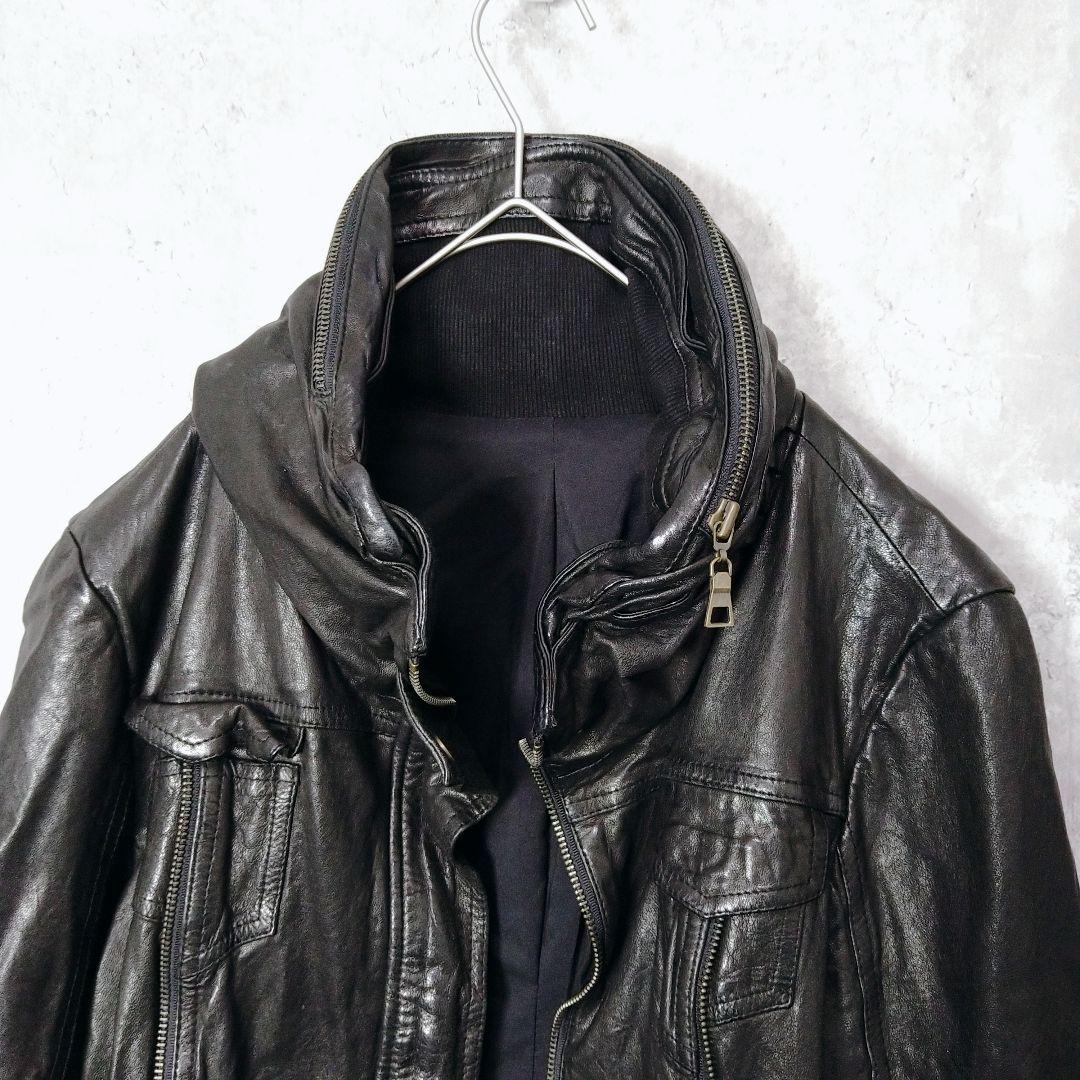y2k 00s archive フード付き リアルレザー ジャケット 平成ギャル
