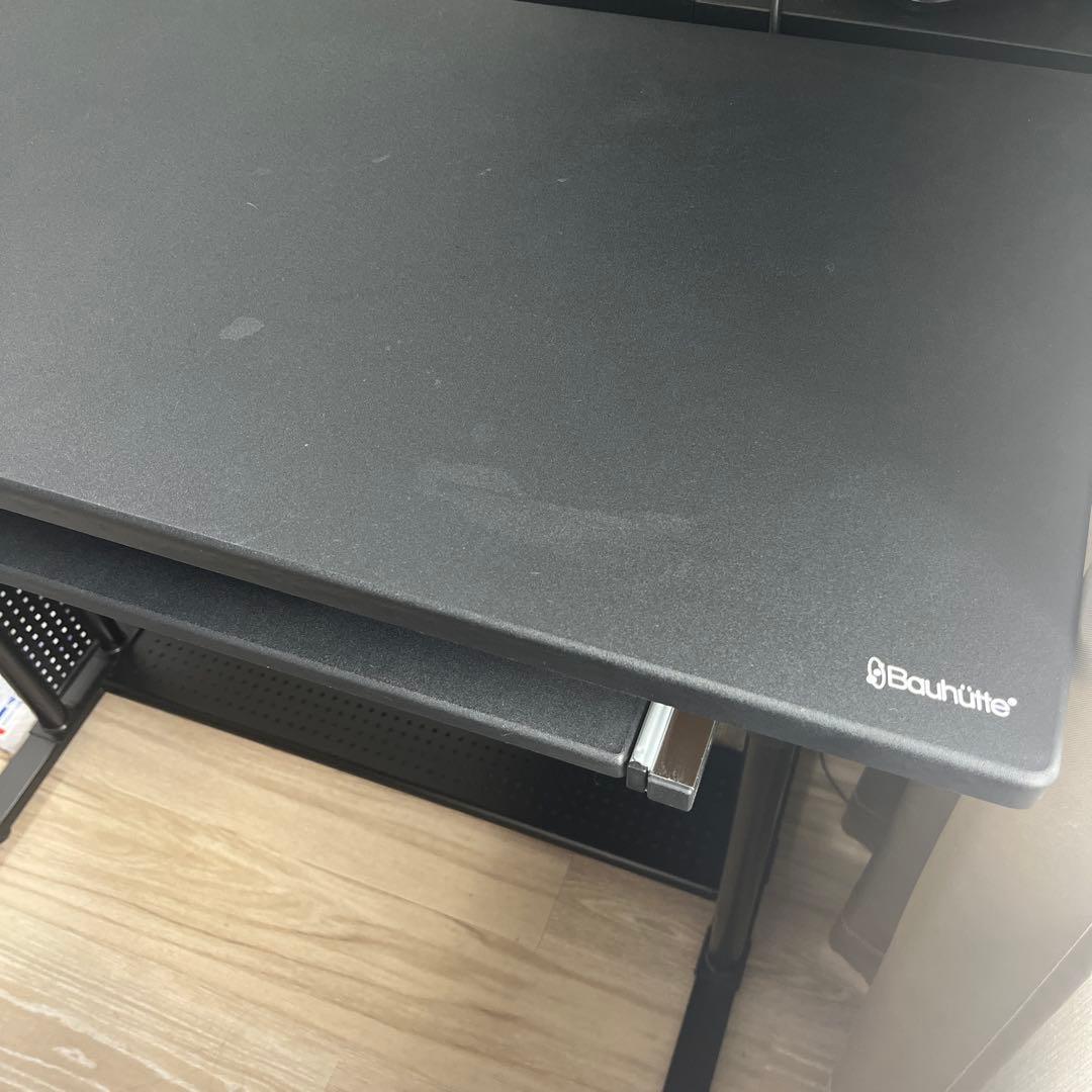 Bauhütte パソコンデスク 黒 引き出し付き