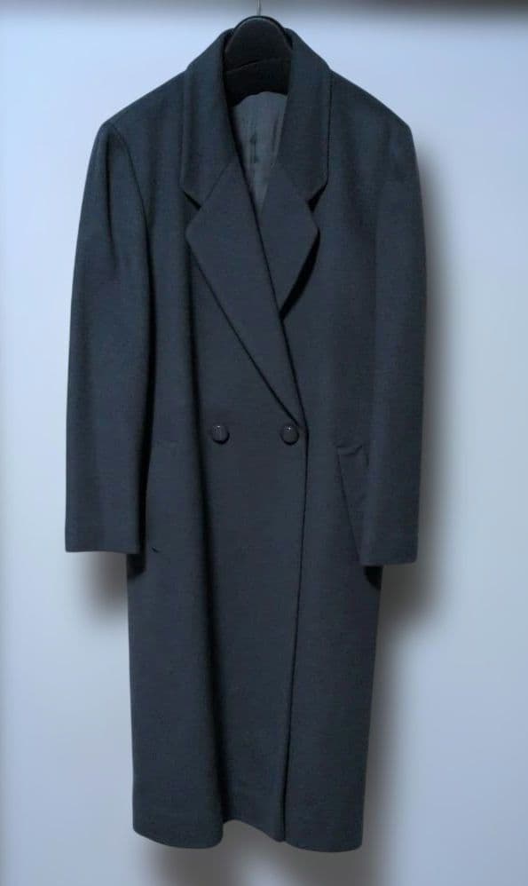 日本製カシミヤ100%のロングコート(ブルーグレー色)