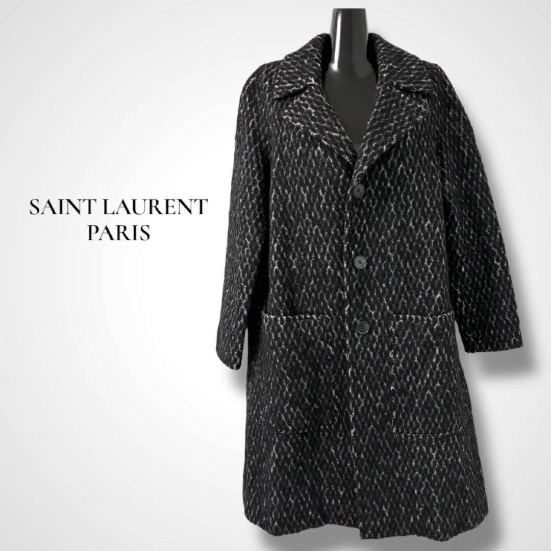 SAINT LAURENT ウール アルパカ ロングコート 9号相当 イタリア製