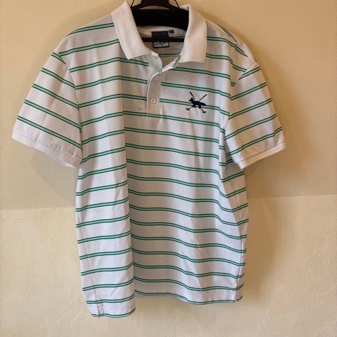 ストライプ ポロシャツ 半袖 フォックス刺繍