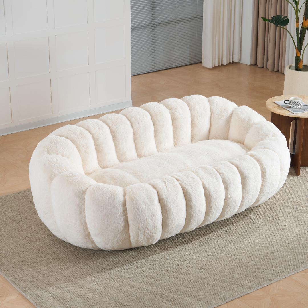 【二人掛けソファ ホワイト】 クッションソファー フロアソファー 圧力分散