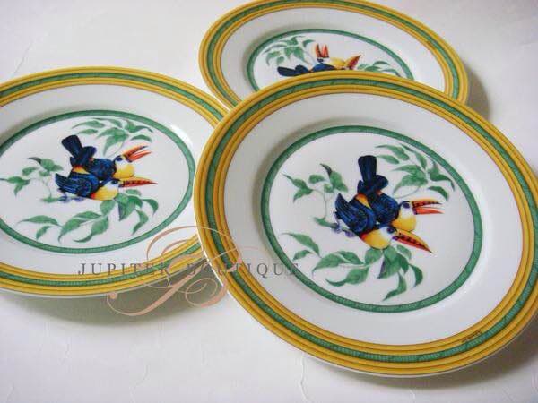 エルメス 南米の野鳥 トゥカン デザートプレート 皿 3点