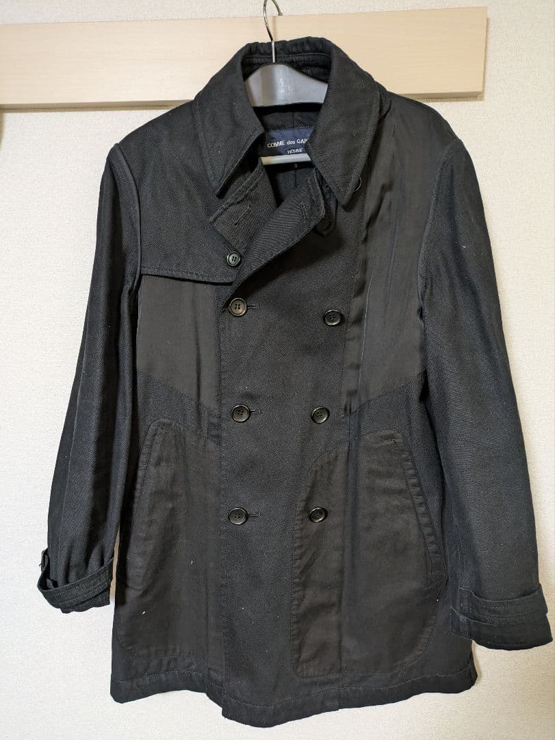 コムデギャルソンオム 黒 リバーシブルトレンチコート S