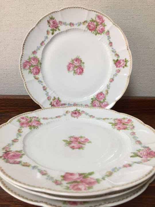 クリスマスセール♪フランス☆ローズプレート(4枚)皿FRANCE DEPOSE