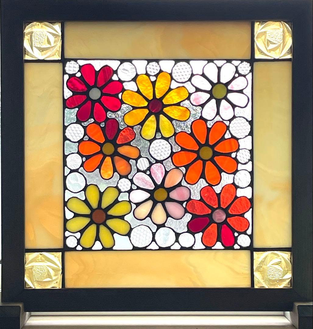 ステンドグラスパネル　和モダン【花】