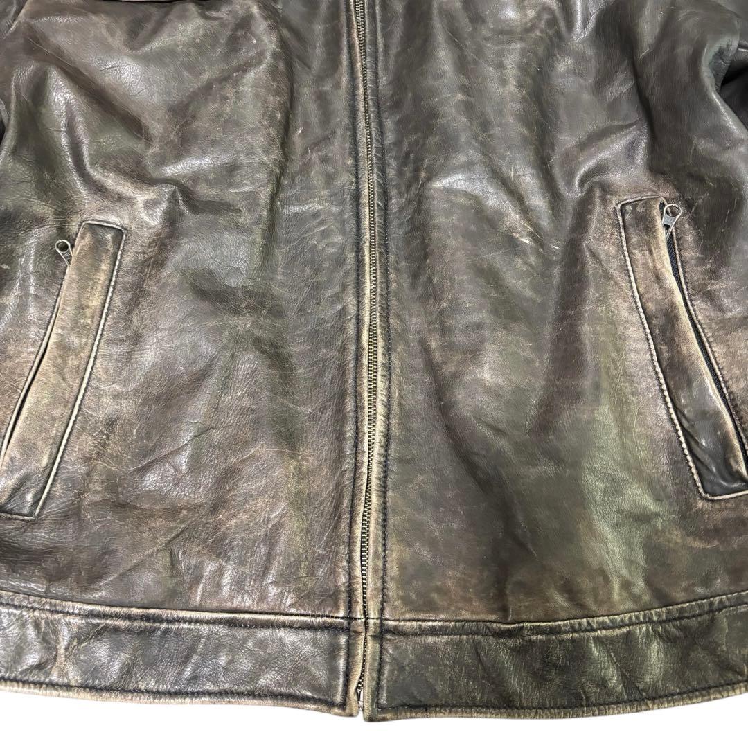 【ああああ】OLDGAP レザージャケット　ダークブラウン　ダメージ加工