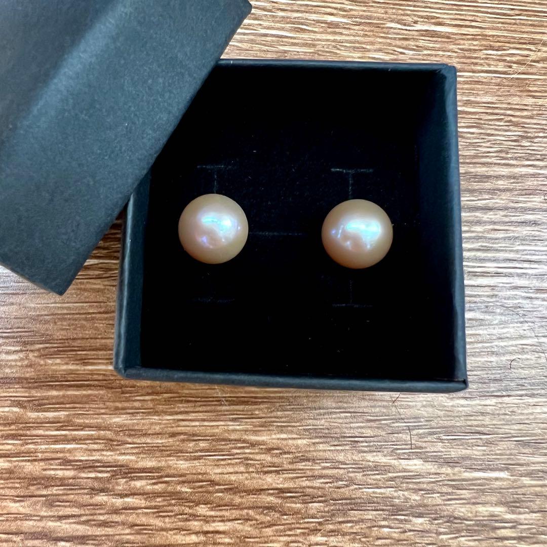 本真珠　無核　淡水パール　大珠　超高品質！上品なパープル　K14スタッドピアス