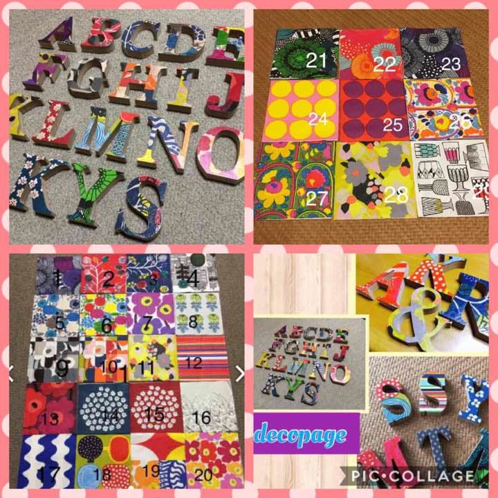 アルファベット デコパージュ マリメッコ