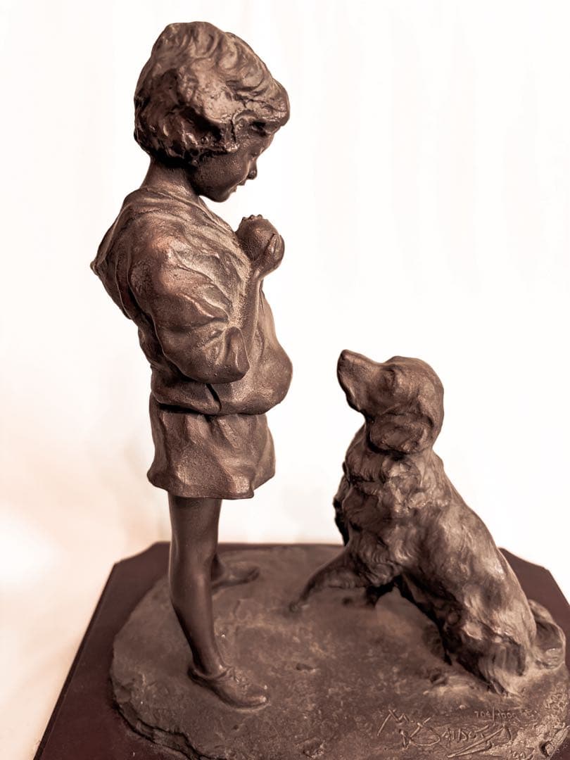 【真作・定価20万円】 大道寺 光弘 作『FRIENDS』　高級　ブロンズ像