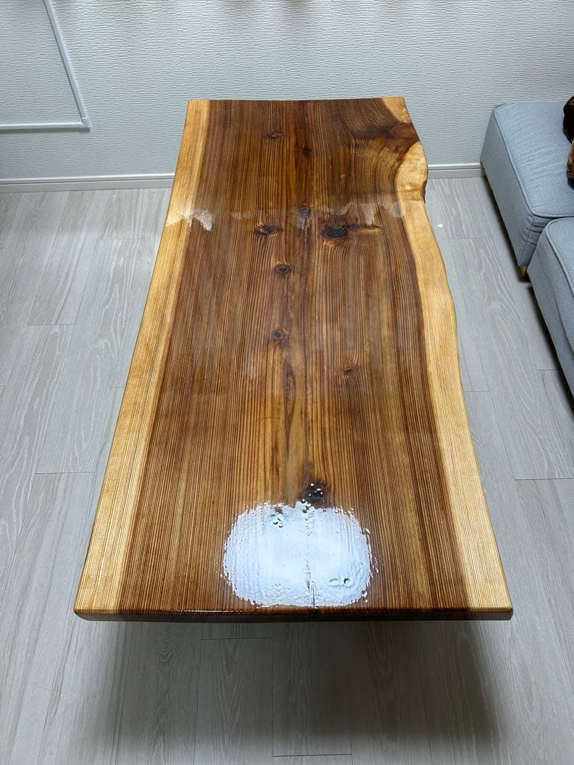 杉　一枚板　テーブル　と　アイアン足