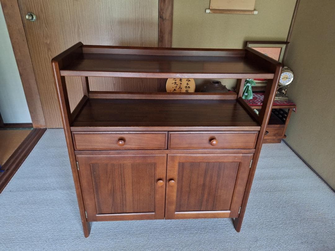 美品！Karimoku カリモク家具 木製 電話台 キャビネット 飾り棚