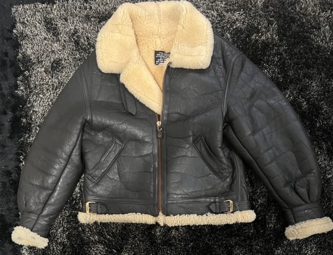 希少 AVIREX B-3 フライトジャケット ムートン ブラック40 本革