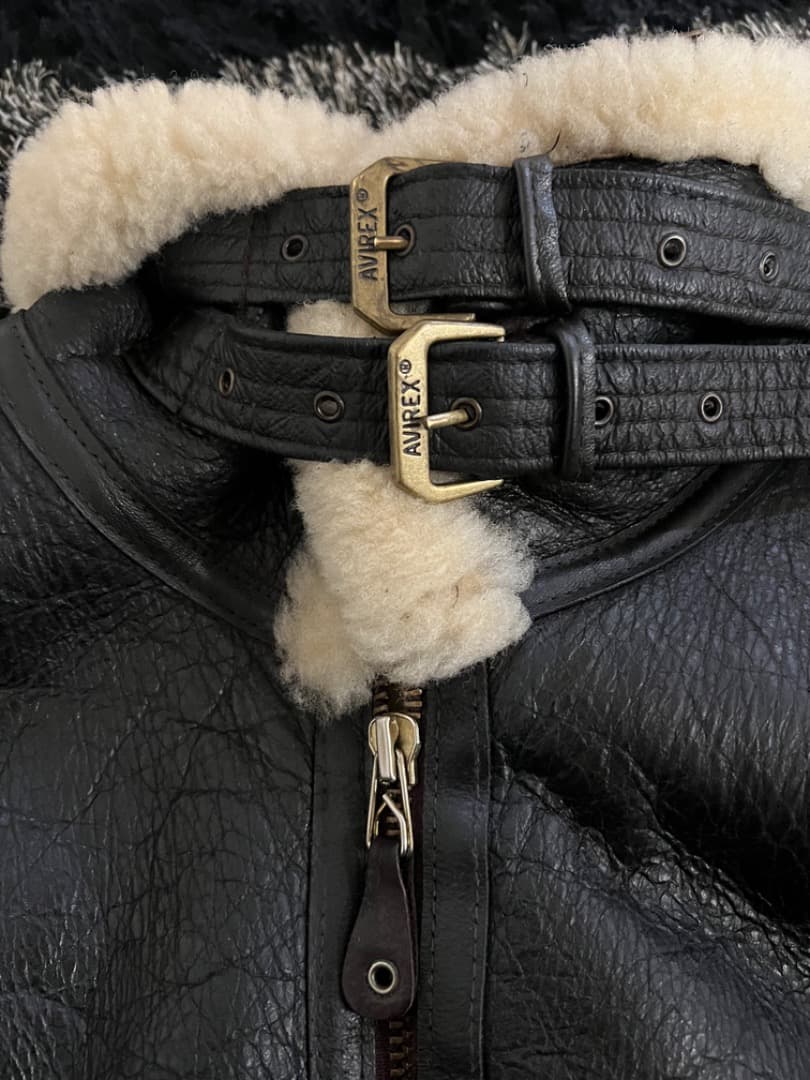 希少 AVIREX B-3 フライトジャケット ムートン ブラック40 本革
