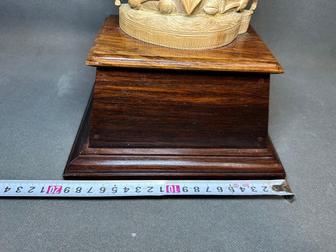 インド　白檀　木彫り　弁財天　観音　仏教美術　仏像 骨董 木像　木製　仏教