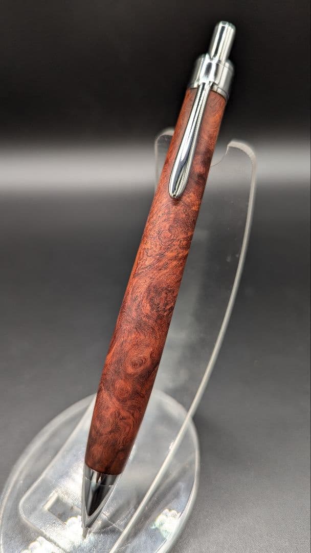 286ペン工房翌檜　本花梨　瘤杢　木軸シャーペン　木軸ボールペン