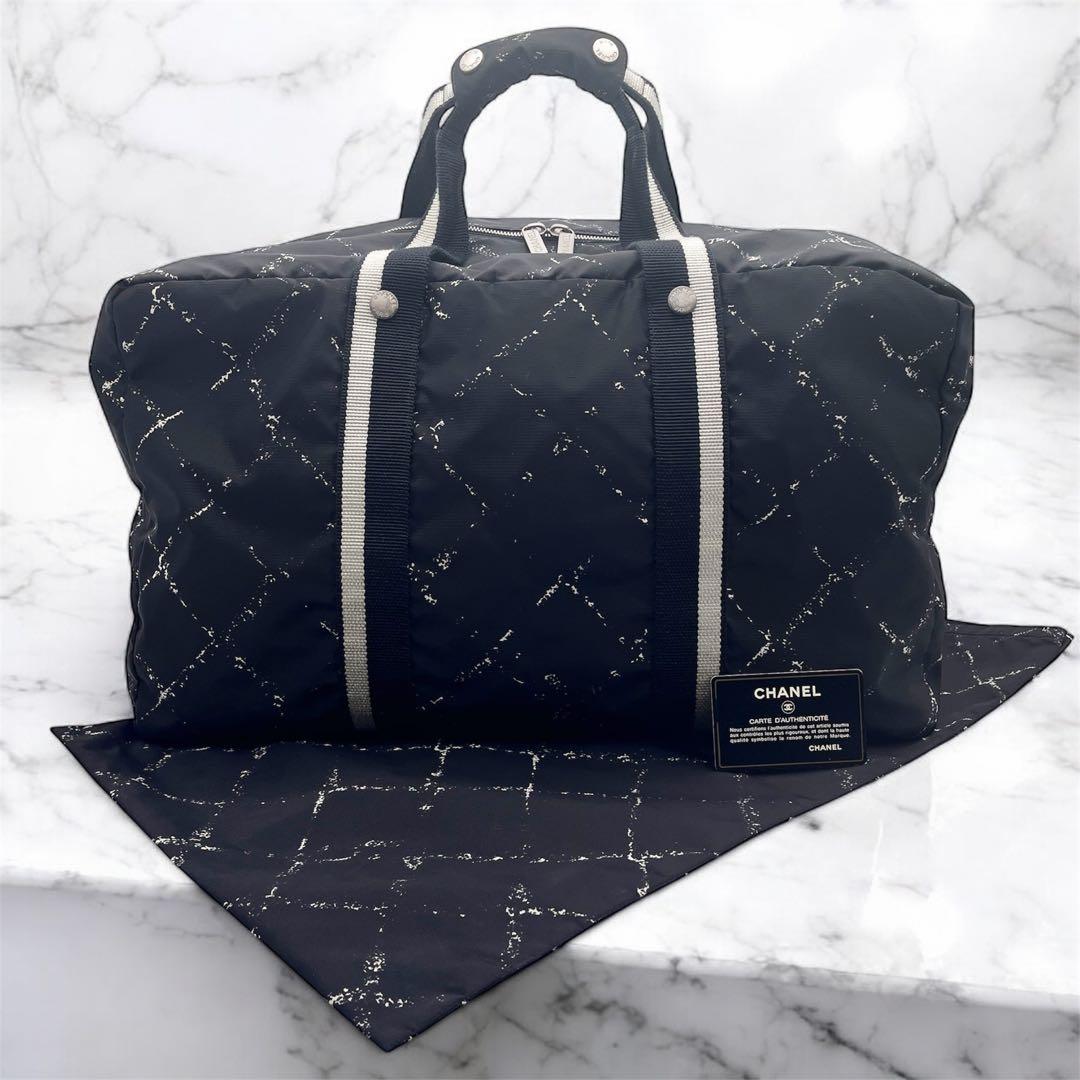 CHANEL シャネル 旧トラベルライン ボストンバッグ ブラック系