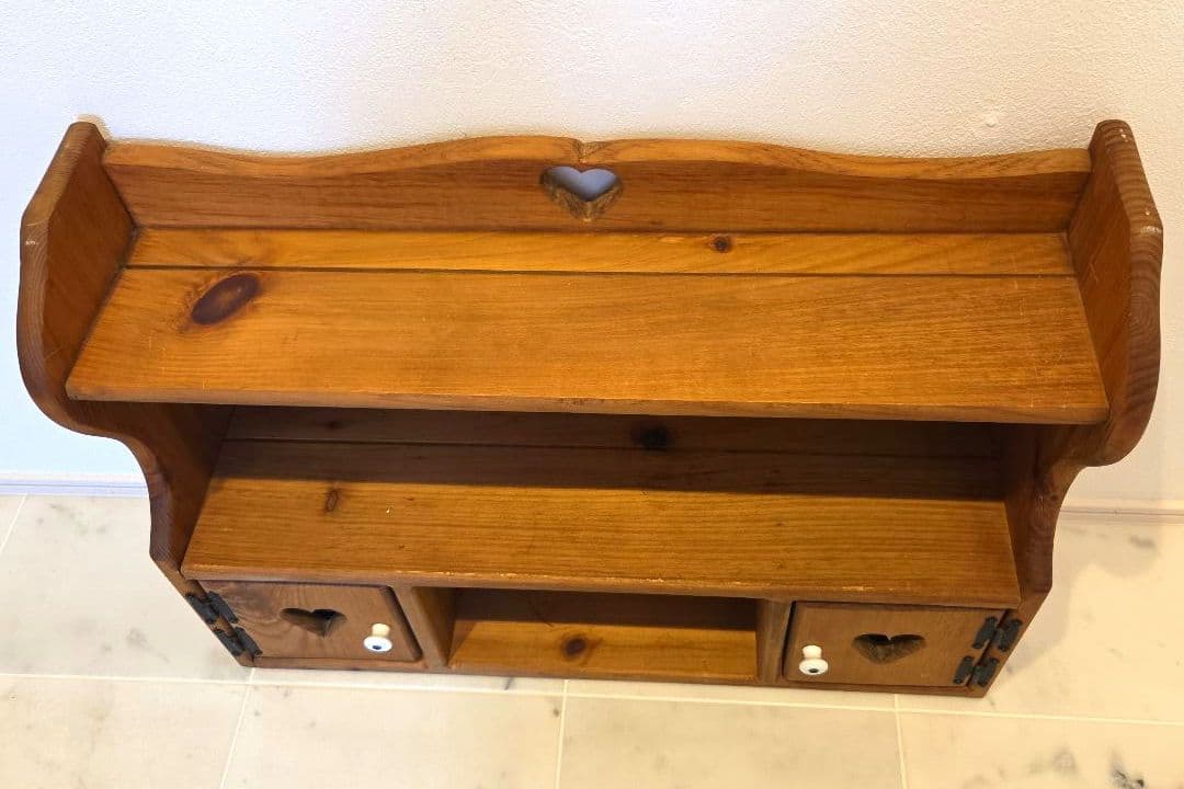 木製ラック ハート型引き出し付き