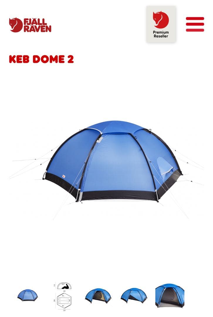 超美品✨　fjallraven kebdome2 Blue 　ケブドーム2