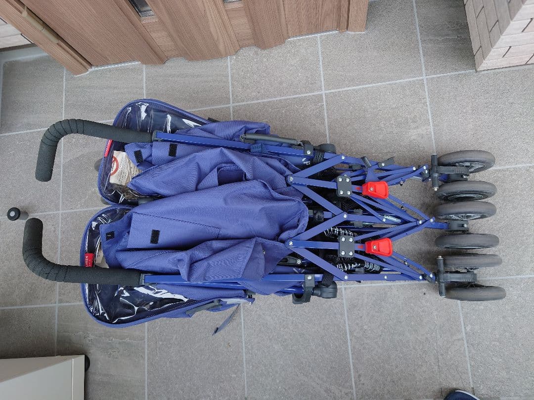 【Ｓ】マクラーレン双子ベビーカー(フットマフ、レインカバー付)