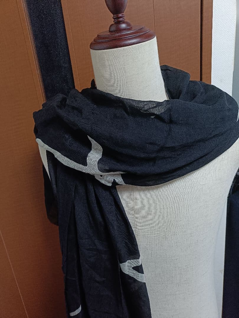 ヨウジヤマモト シグネチャー　抜染　薄手ストール　シルク