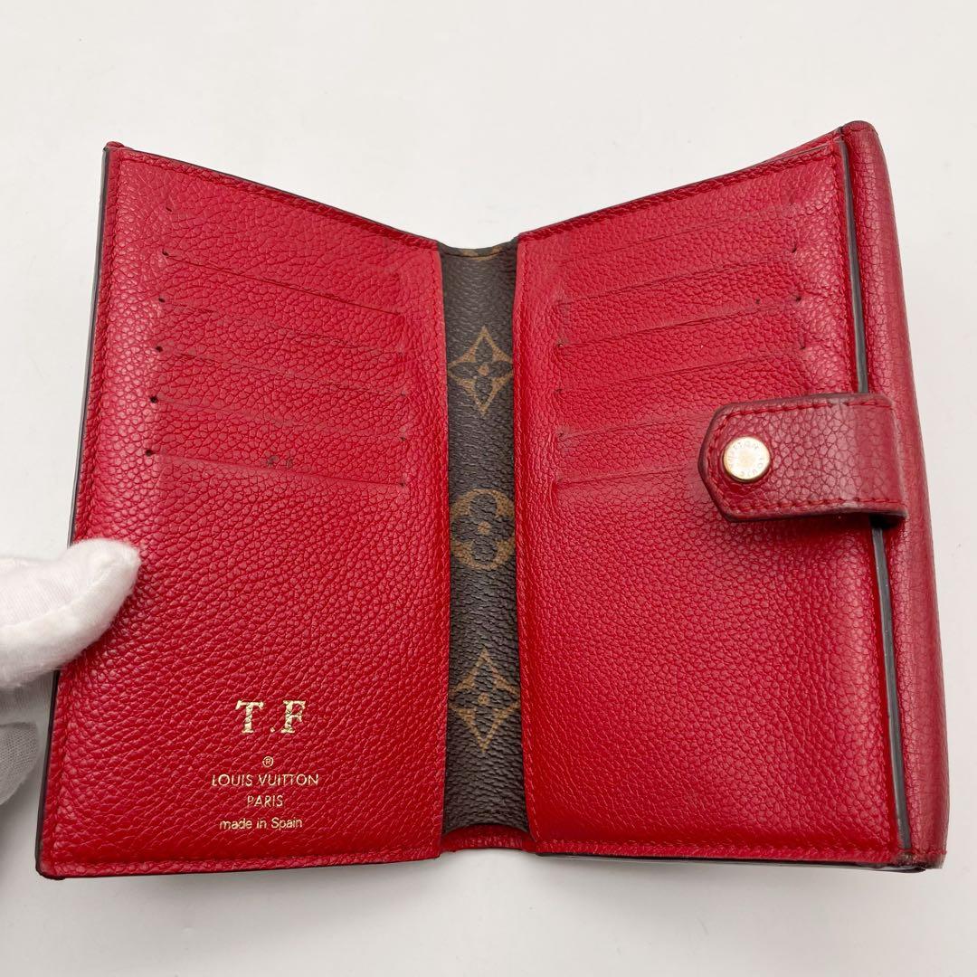 ルイヴィトン　モノグラム　ポルトフォイユ　パラス　コンパクト　二つ折り財布　赤