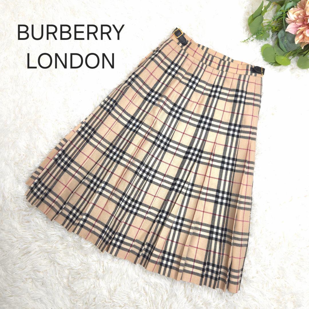 BURBERRY バーバリー 7 プリーツスカート ノバチェック ベージュ S