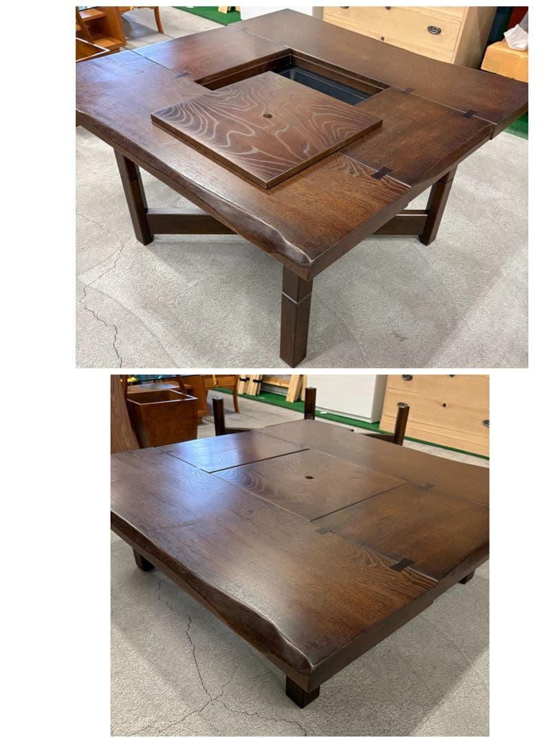 囲炉裏　ダイニング　座卓　天然木　無垢材　南部鉄