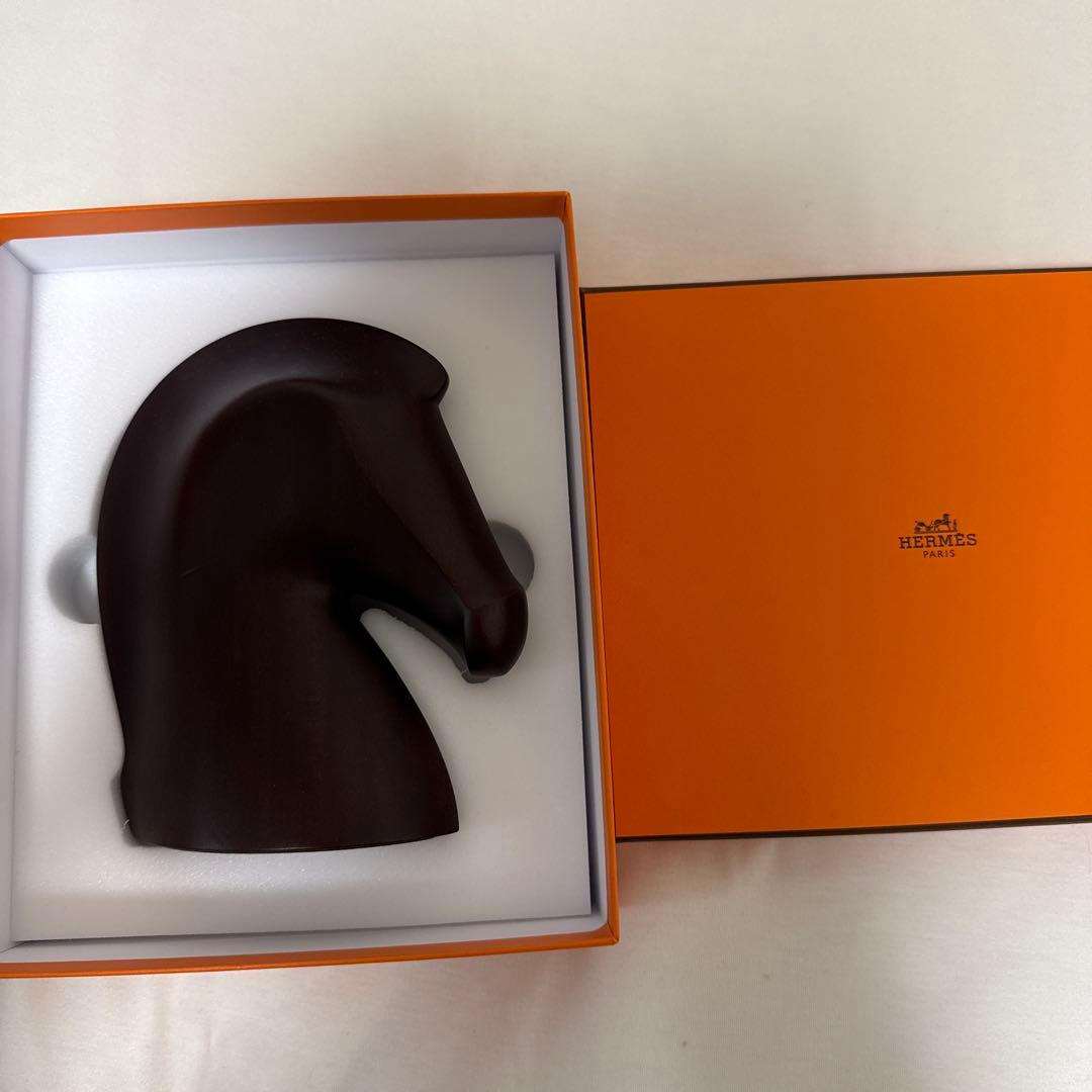 【極美品】 エルメス サマルカンド ペーパーウェイト ウッド ブラウン 馬 置物