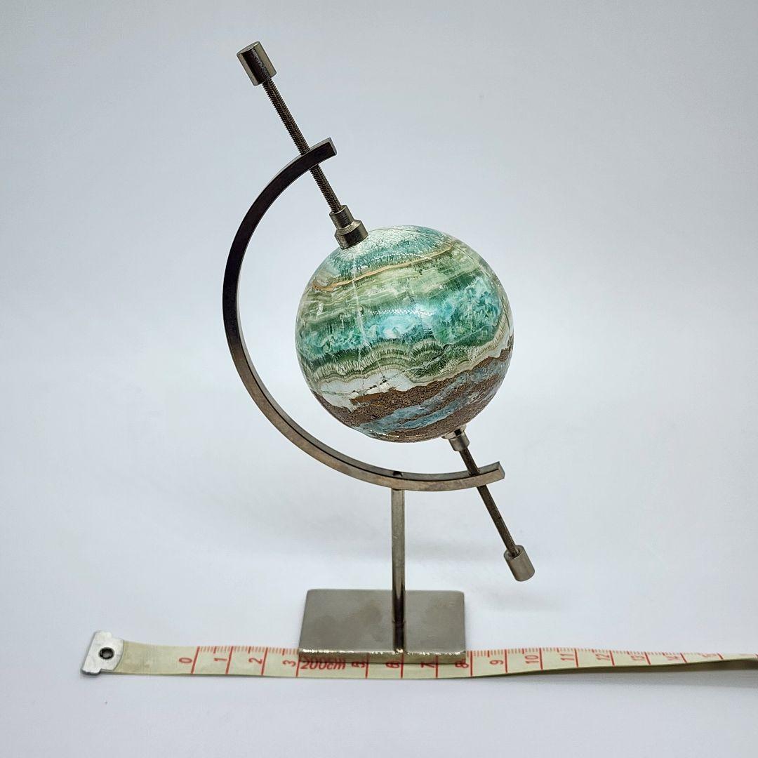 【天然石】ヘミモルファイト 地球儀台座付き 心の浄化と成長を促す癒しのエナジー