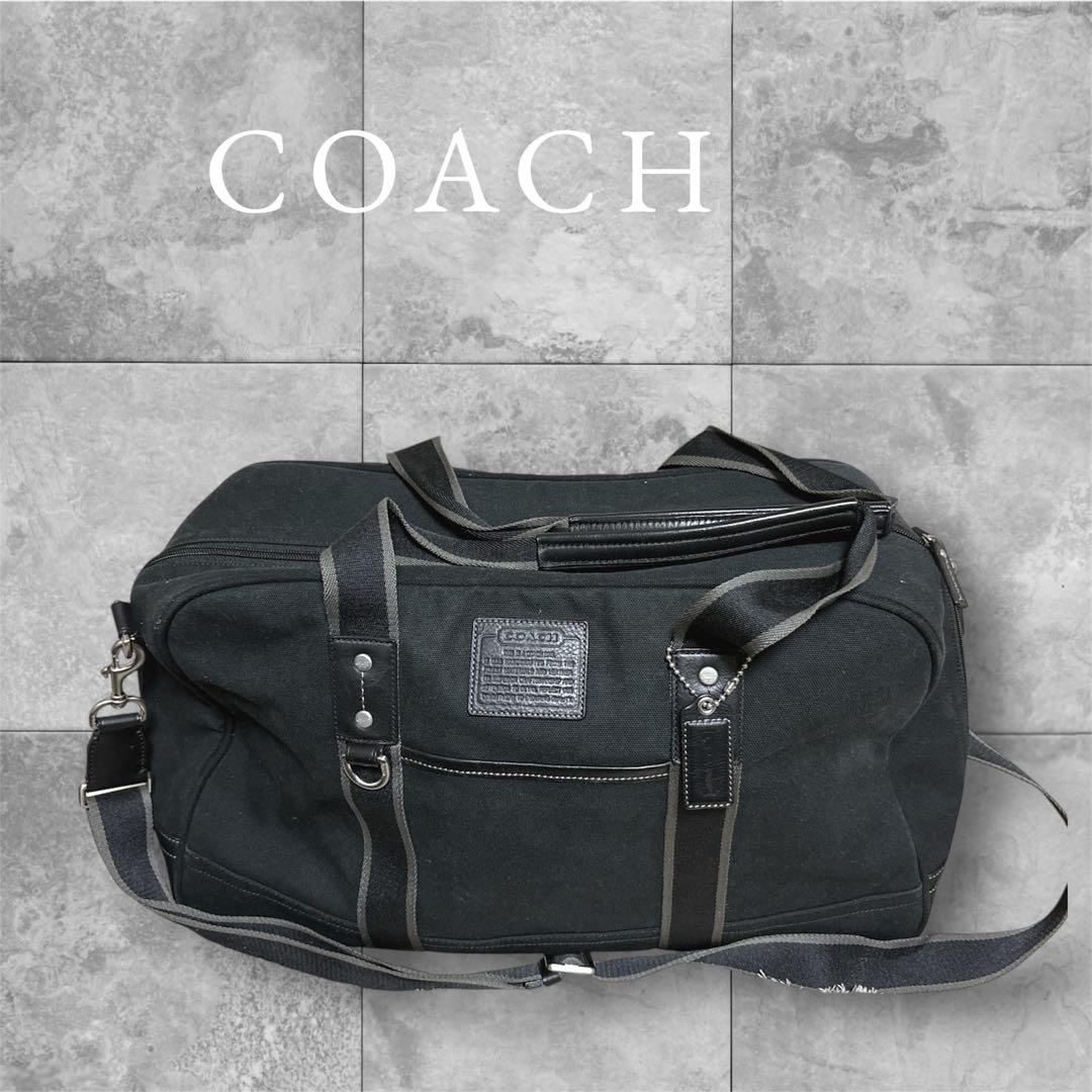 コーチ COACH 2WAY キャンバス×レザー トラベル・ボストンバッグ黒