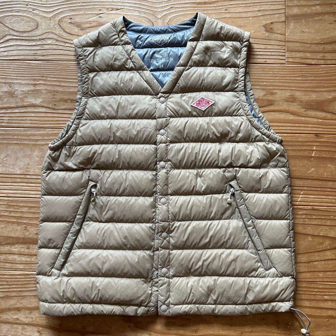 DANTON ダウンベスト サイズ34 ベージュ　ダントン インナーダウンベスト