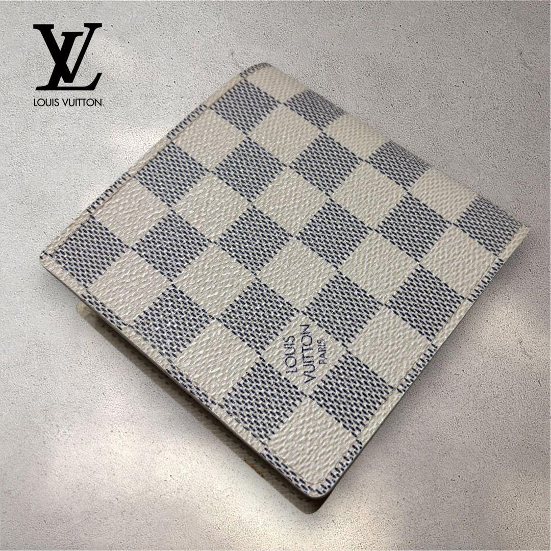 【極美品】ルイヴィトン ダミエアズール 二つ折り財布正規品スペイン製