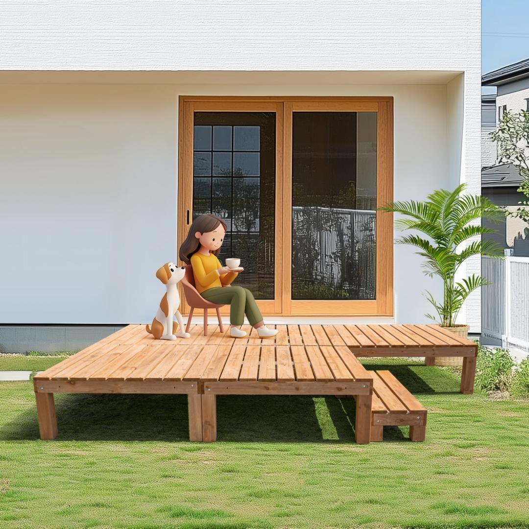 ウッドデッキ 天然木 キット 9点セット 組み合わせ自由 ウッドパネル