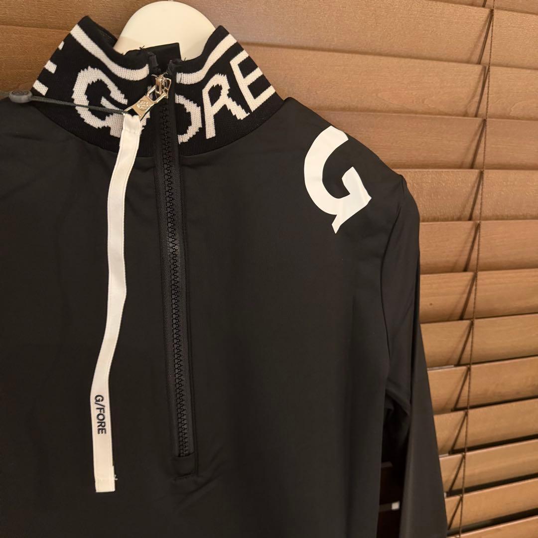 【M】G/FORE ジーフォア ゴルフ カットソー モックネック長袖Tシャツ 黒