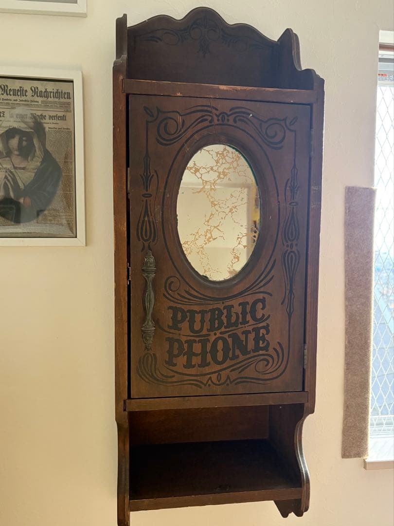 アンティーク　キャビネット　飾り棚　収納　木製　ビンテージ