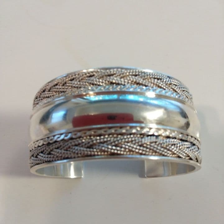 あき太郎#3 シルバー 編み込みオープンバングル 925 刻印あり