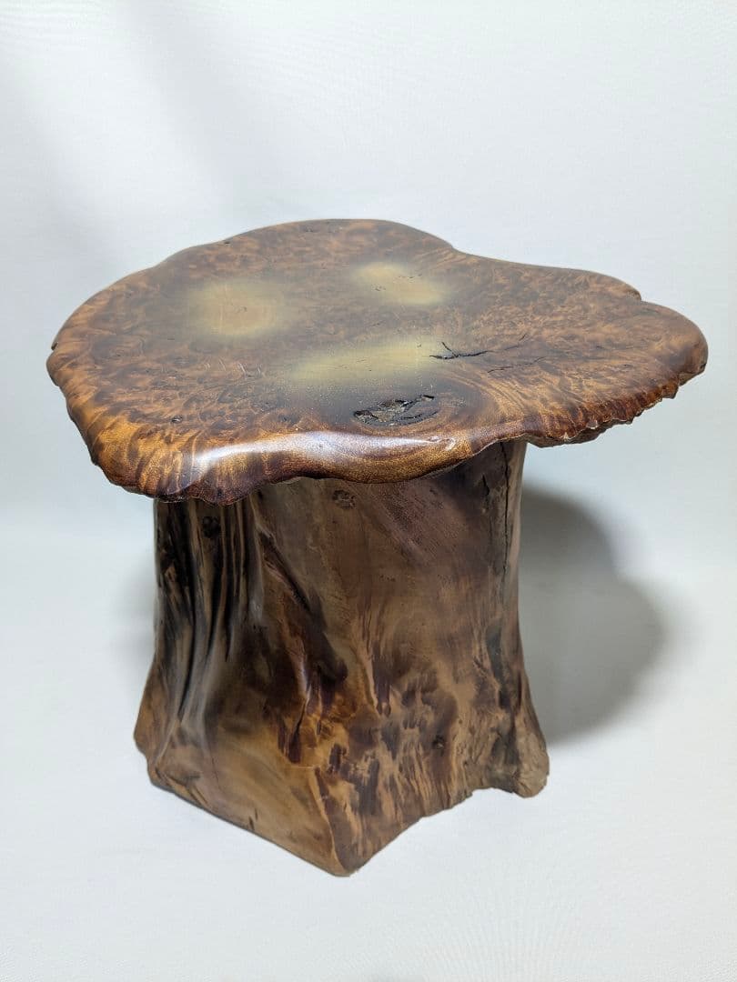 一点もの　天然木　銘木　テーブル　瘤杢　花台　アンティークインテリア 木製