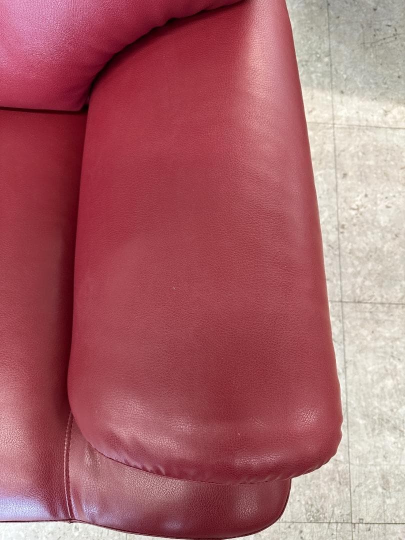 2人掛けソファ　合皮　レッド