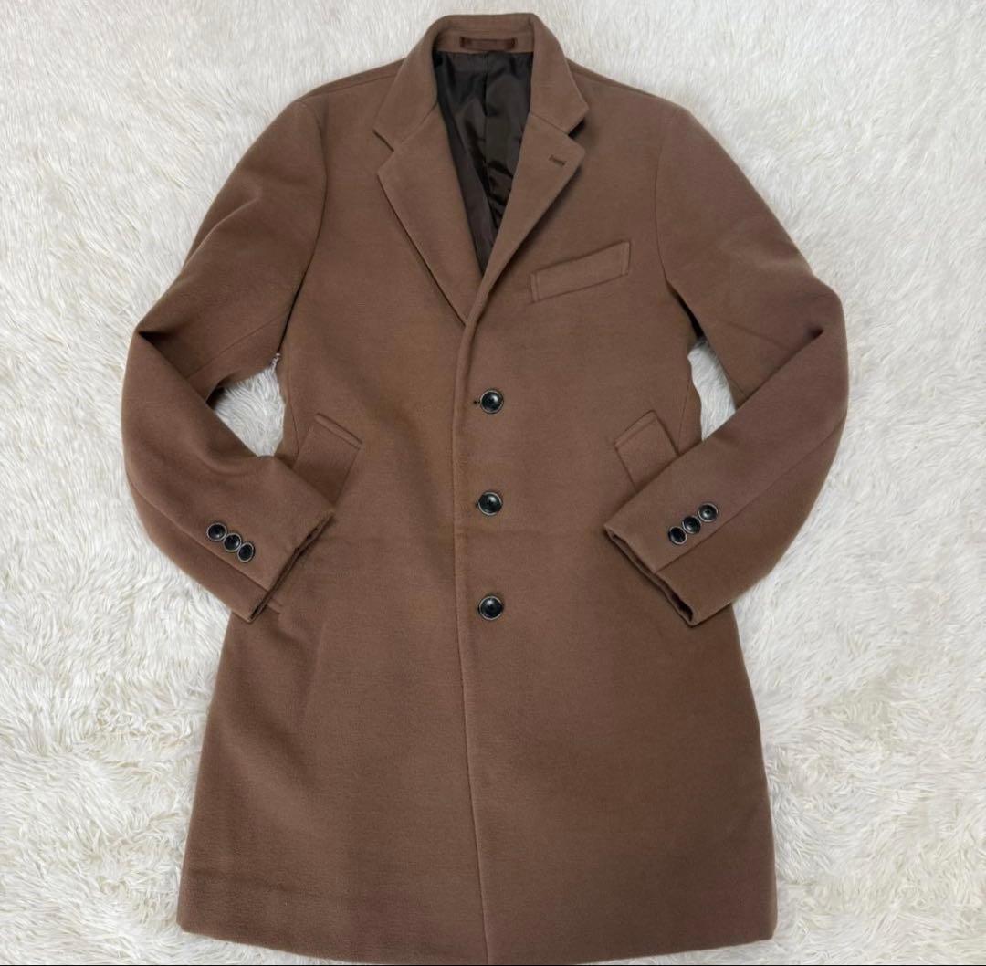メンズメルローズ チェスターコート ロングコート キャメル ブラウン L相当