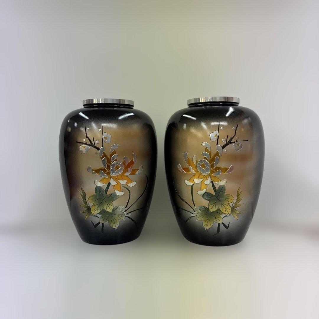 アルミ夏目花瓶9寸　四君子