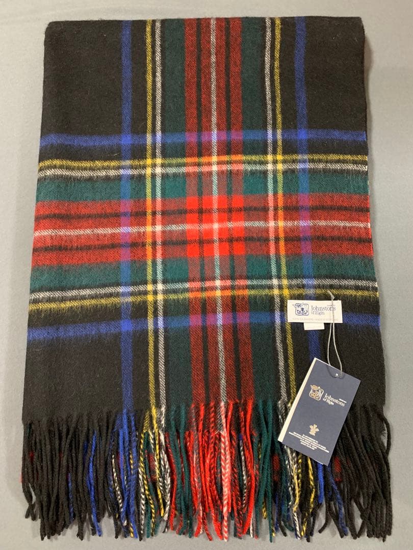 ぴ*ん様 未使用　ジョンストンズ 大判 カシミヤ ストール　ブラックスチュワート