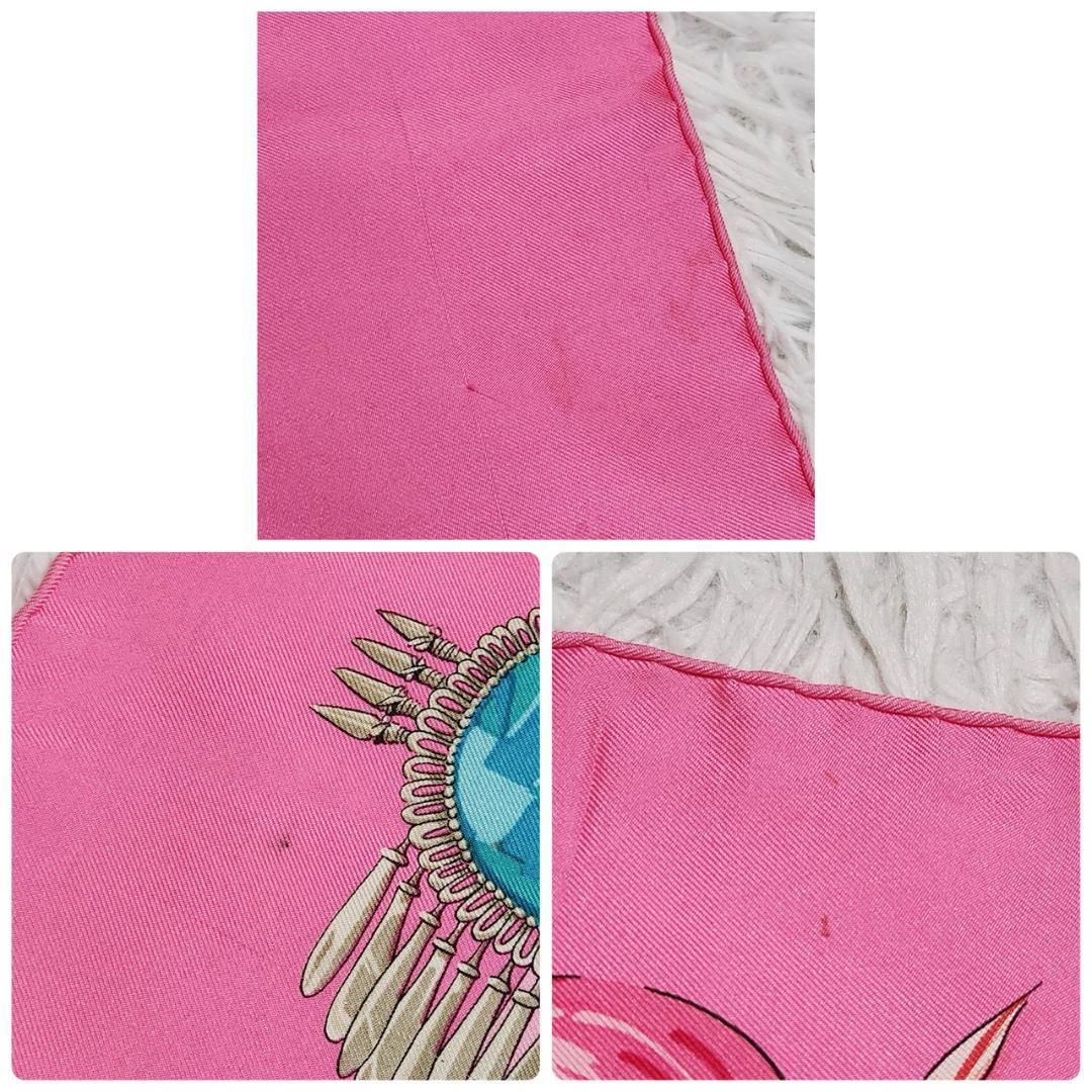 エルメス カレ90《メキシコ》大判スカーフ 羽根 仏像 宝石 シルク タグ付き